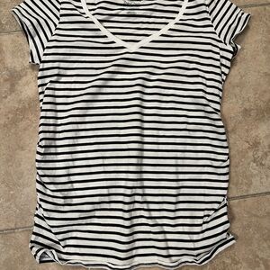 Motherhood Msternity Black and White Striped V-Neck Tee- NWT!